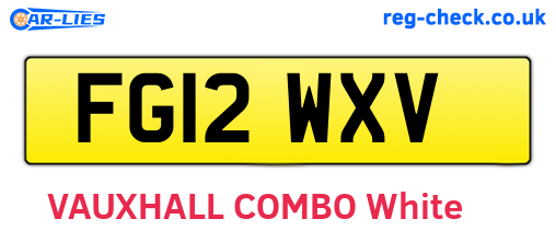 FG12WXV are the vehicle registration plates.