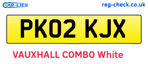 PK02KJX are the vehicle registration plates.
