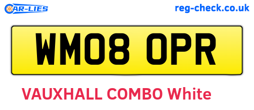 WM08OPR are the vehicle registration plates.