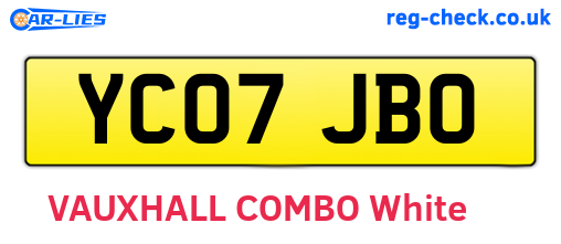 YC07JBO are the vehicle registration plates.