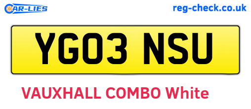 YG03NSU are the vehicle registration plates.