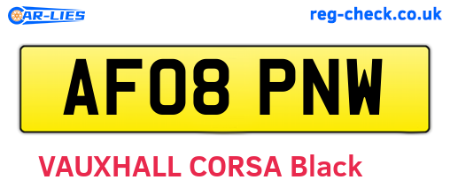 AF08PNW are the vehicle registration plates.