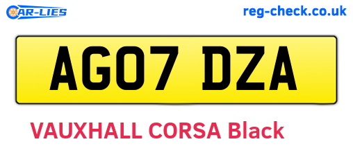 AG07DZA are the vehicle registration plates.
