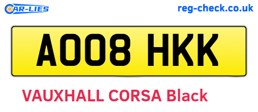 AO08HKK are the vehicle registration plates.