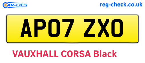 AP07ZXO are the vehicle registration plates.