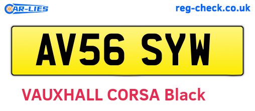 AV56SYW are the vehicle registration plates.