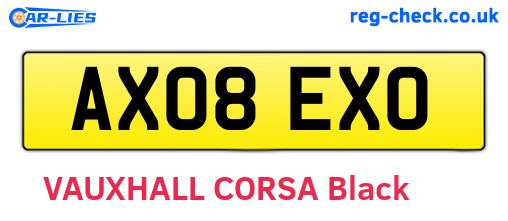 AX08EXO are the vehicle registration plates.
