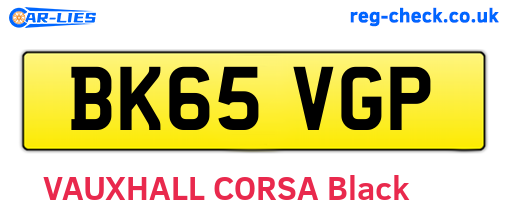 BK65VGP are the vehicle registration plates.