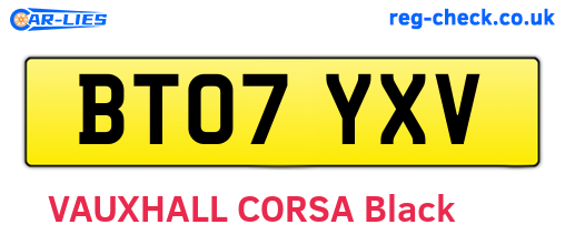 BT07YXV are the vehicle registration plates.