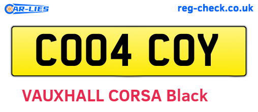 CO04COY are the vehicle registration plates.