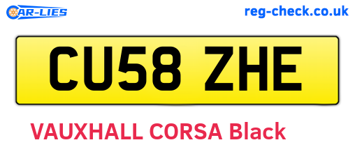 CU58ZHE are the vehicle registration plates.