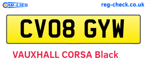 CV08GYW are the vehicle registration plates.