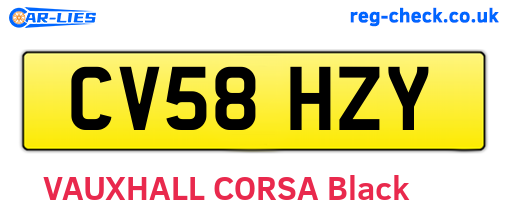 CV58HZY are the vehicle registration plates.