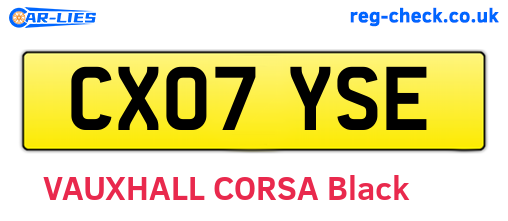 CX07YSE are the vehicle registration plates.