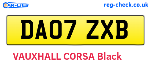 DA07ZXB are the vehicle registration plates.