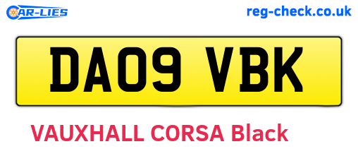 DA09VBK are the vehicle registration plates.