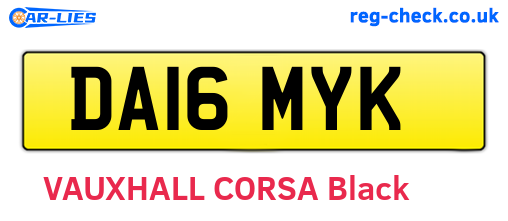 DA16MYK are the vehicle registration plates.