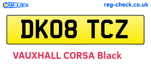 DK08TCZ are the vehicle registration plates.