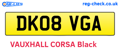 DK08VGA are the vehicle registration plates.