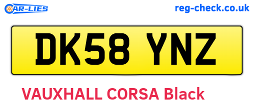 DK58YNZ are the vehicle registration plates.