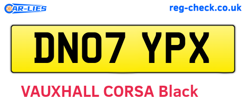 DN07YPX are the vehicle registration plates.