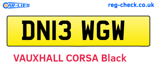 DN13WGW are the vehicle registration plates.