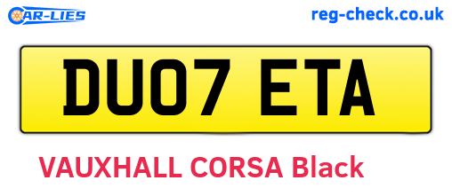 DU07ETA are the vehicle registration plates.