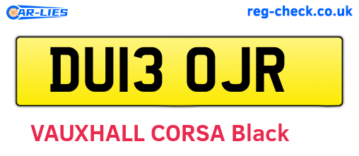 DU13OJR are the vehicle registration plates.
