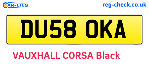 DU58OKA are the vehicle registration plates.