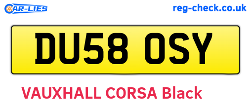 DU58OSY are the vehicle registration plates.