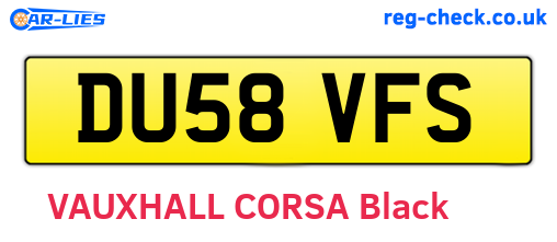 DU58VFS are the vehicle registration plates.