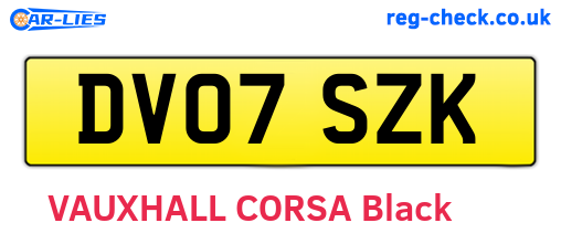 DV07SZK are the vehicle registration plates.