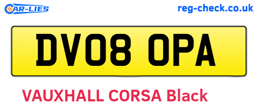 DV08OPA are the vehicle registration plates.