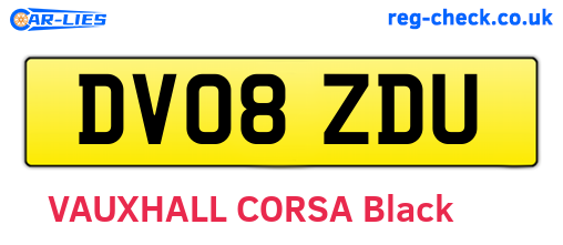 DV08ZDU are the vehicle registration plates.