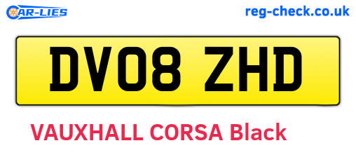 DV08ZHD are the vehicle registration plates.
