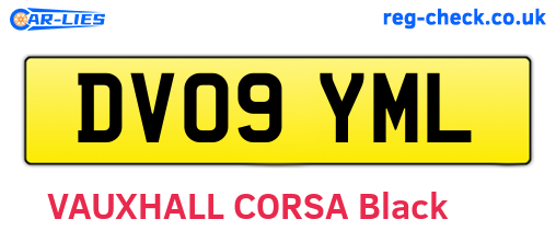 DV09YML are the vehicle registration plates.