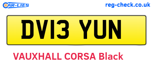 DV13YUN are the vehicle registration plates.