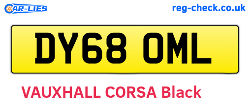DY68OML are the vehicle registration plates.