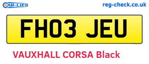 FH03JEU are the vehicle registration plates.