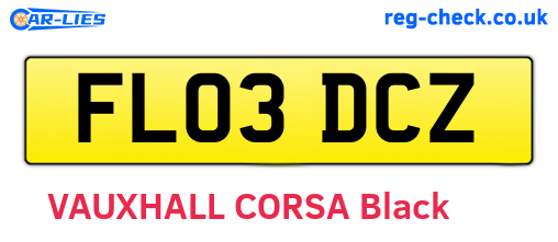 FL03DCZ are the vehicle registration plates.