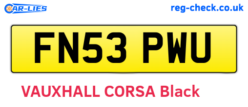 FN53PWU are the vehicle registration plates.