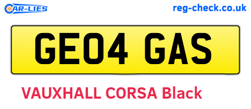 GE04GAS are the vehicle registration plates.