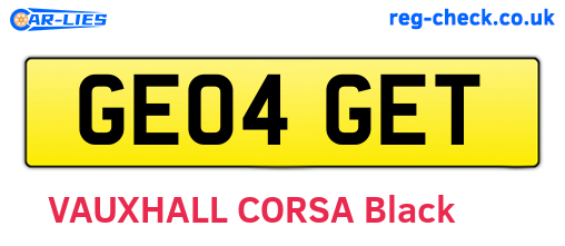 GE04GET are the vehicle registration plates.