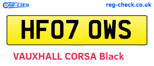 HF07OWS are the vehicle registration plates.