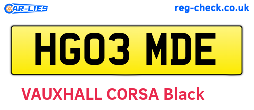 HG03MDE are the vehicle registration plates.