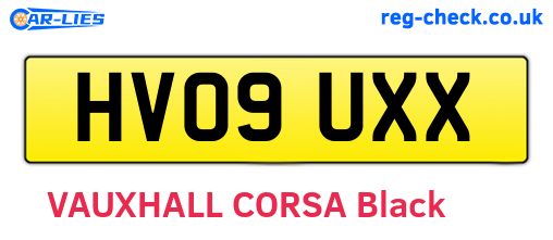 HV09UXX are the vehicle registration plates.