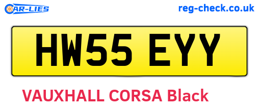 HW55EYY are the vehicle registration plates.