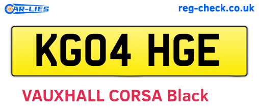 KG04HGE are the vehicle registration plates.