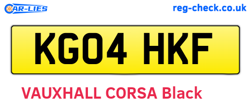 KG04HKF are the vehicle registration plates.
