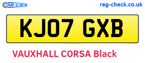 KJ07GXB are the vehicle registration plates.